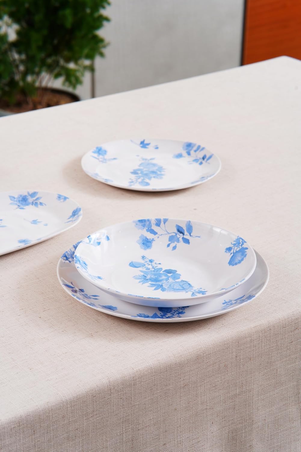 Cottage Blue 12.9'' x 6.9'' Serving Platter, Durable, Shatter-Resistant, and Dishwasher Safe Melamine Platter for Appetizers, Main Courses, Desserts, or Cheeses - White