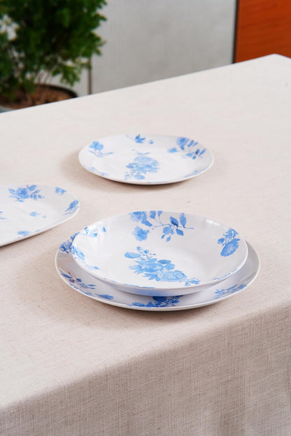 Cottage Blue 12.9'' x 6.9'' Serving Platter, Durable, Shatter-Resistant, and Dishwasher Safe Melamine Platter for Appetizers, Main Courses, Desserts, or Cheeses - White