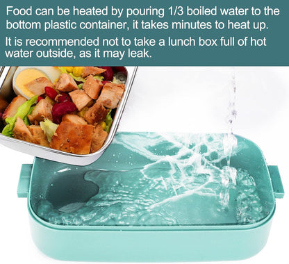 Stainless Steel Bento Box for Adults&Kids,Japanese Leakproof Lunch Box Divided Food Meal Storage Containers Set Stackable 2 Layer for Children School Picnic Beige