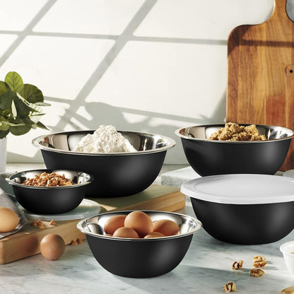 WHYSKO Stainless Steel Mixing Bowl Set, 10 Piece Stainless Steel Mixing Bowls with Lids Set for Food Prep Storage and Serving, Dishwasher Safe for Kitchen Baking Cooking, Silver