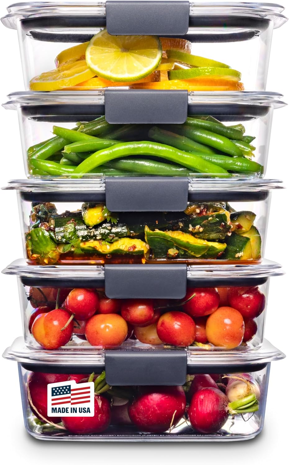 Rubbermaid Brilliance BPA Free Airtight Food Storage Containers with Lids, Set of 4 (4.7 Cup) Ideal for Lunch, Meal Prep, and Leftovers