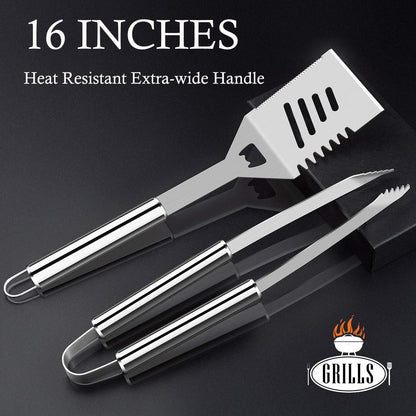 ROMANTICIST 26pcs Grilling Gifts for Men, Dad Gifts for Father's Day, Stainless Steel BBQ Grill Accessories Tools Set, Heavy Duty BBQ Utensils Kit with Apron, Thermometer, Mats in Aluminum Case Brown