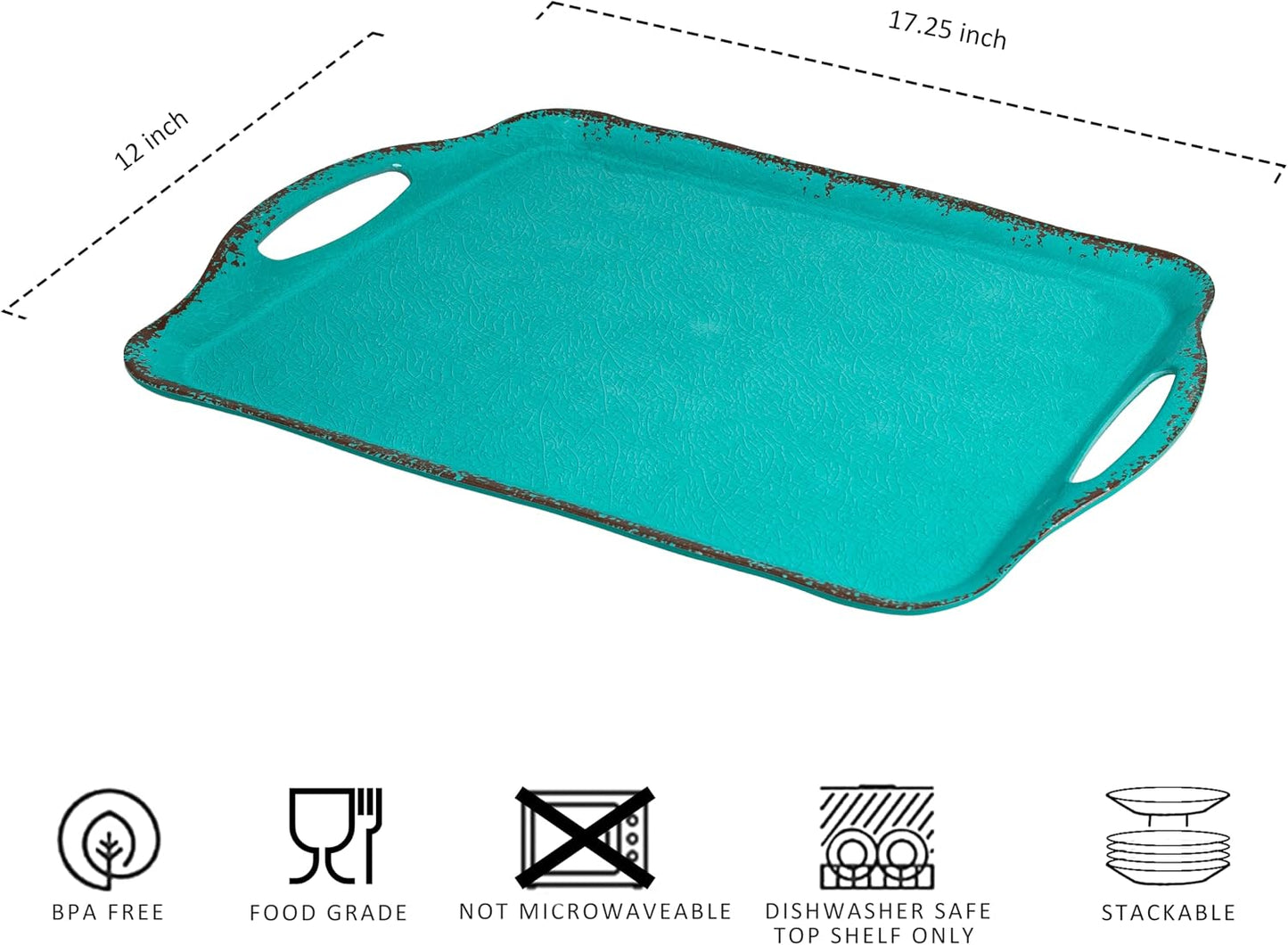 LEHAHA Grilling Prep Trays, Melamine BBQ Prep and Serving Platters and Tray for Outdoor Entertaining, Large Food Serving Trays, Set of 2, 17.2" x 10.5",Great for Grilling Lovers,Black and Red