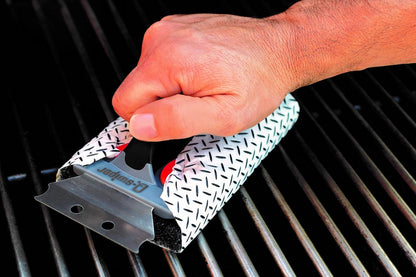 Proud Grill Q-Swiper BBQ Grill Cleaner Set - 1 Grill Brush with Scraper and 25 BBQ Grill Cleaning Wipes, Bristle-Free & Wire-Less, Safe Way to Remove Grease and Grime, Ideal Mens Birthday Gifts