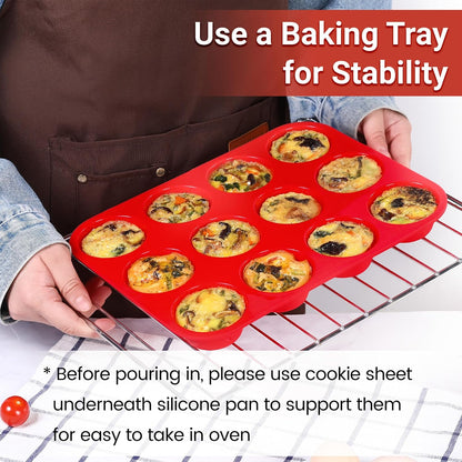 CAKETIME Silicone Muffin Pan Cupcake Pan Set - Mini 24 Cups and Regular 12 Cups Muffin Tin, Nonstick Food Grade Molds with 12 Baking Cups