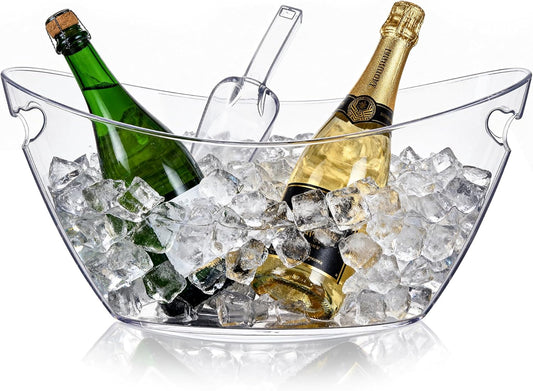 Ice Bucket for Parties 5.5L - Clear Acrylic Champagne Bucket with Scoop, Large Beverage Tub for Cocktail Bar, Wine, Beer, Soda & Drinks