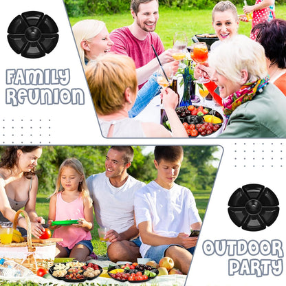 Zhehao 6 Pcs Plastic Divided Serving Trays with 60 Pcs Disposable Fork, 7 Compartments Round Chip Dip Plate, Petal Shape Platter, 10.6'' Snacks Serving Dish for Party Candy Nuts Fruits (Vibrant Color)