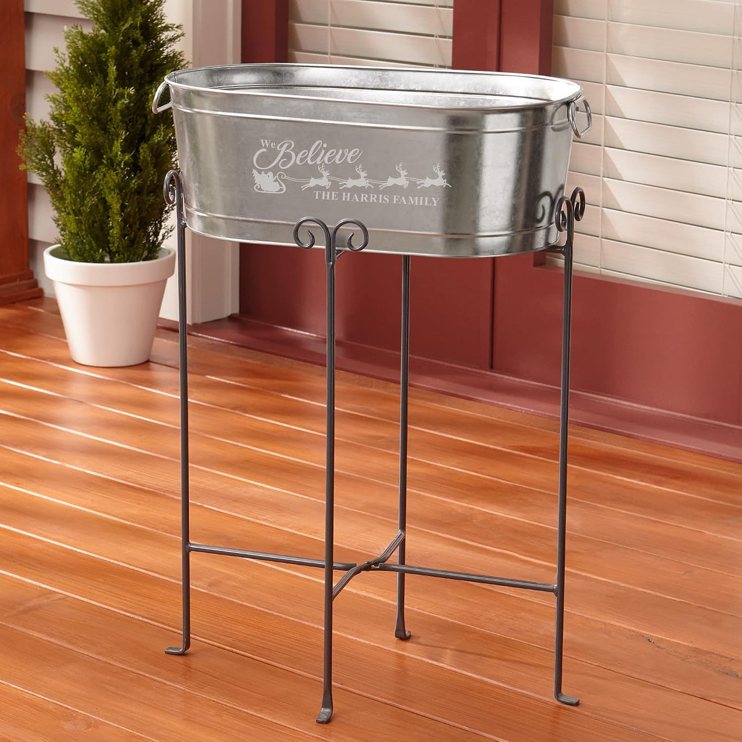 Let's Make Memories Personalized Beverage Tub - Custom Beverage Tub - Customize With Name & initial - Galvanized Drink Tub - 20 ¾"L x 11 ¾"W x 7" H - 5.5 Gallons