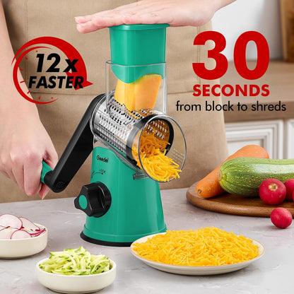 Geedel Rotary Cheese Grater Hand Crank, Cheese Shredder Vegetable Slicer