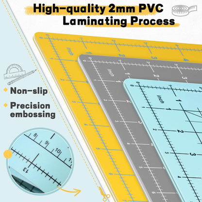 Self Healing Cutting Mat 18" x 12", A3 Double-Sided for Quilting & Sewing, Non-slip, 5-Ply Rotary Cutting Mat for Crafts Cutting Fabric Scrapbooking, and Small Modeling Projects, Anthracite Gray