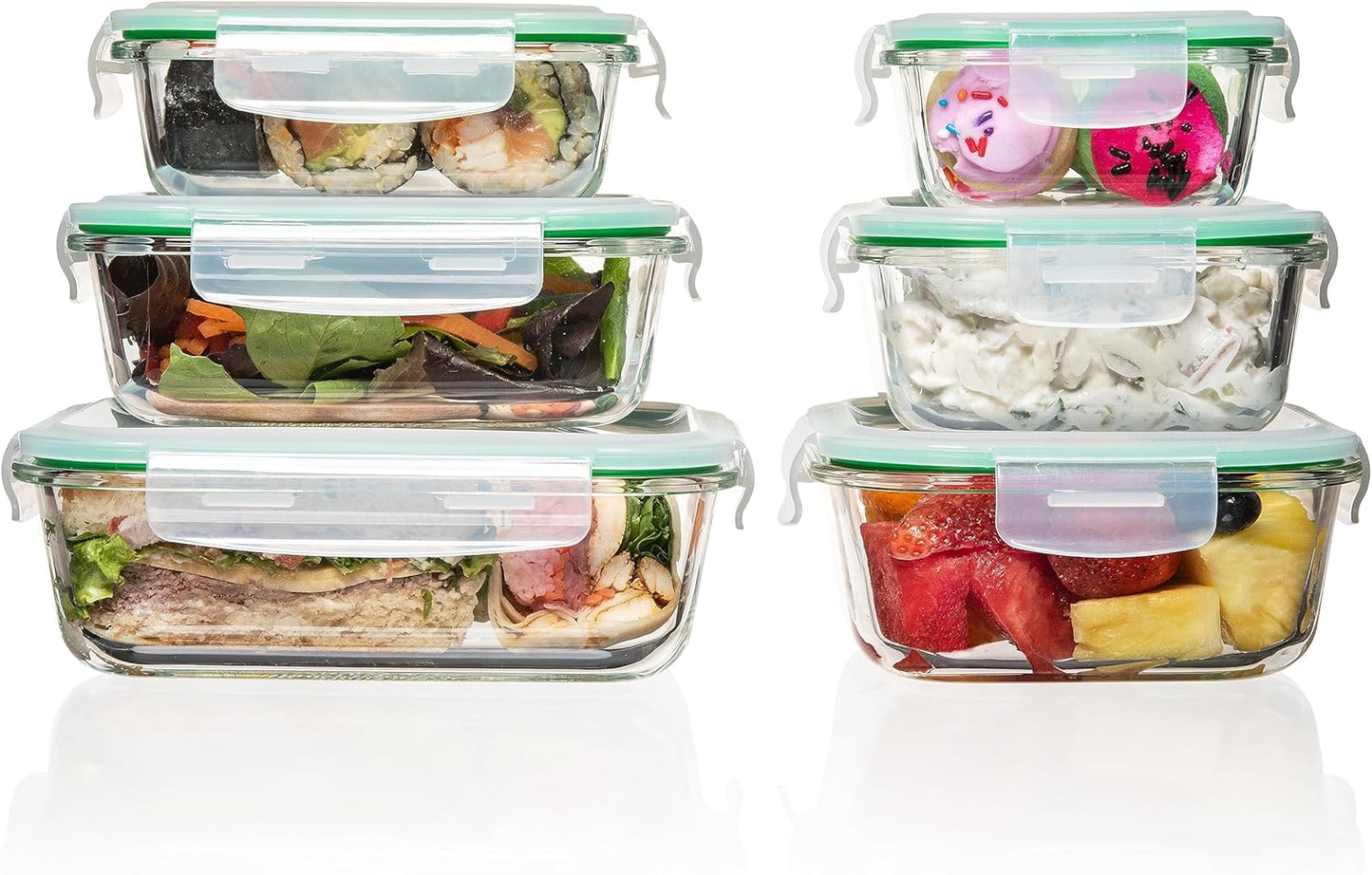 Fusion Gourmet 8 Pack 35 oz Glass Storage Containers with Lids - Airtight, Leakproof, Oven, Microwave & Freezer Safe, Stain & Odor Resistant, Reusable Meal Prep Containers (16-Piece)