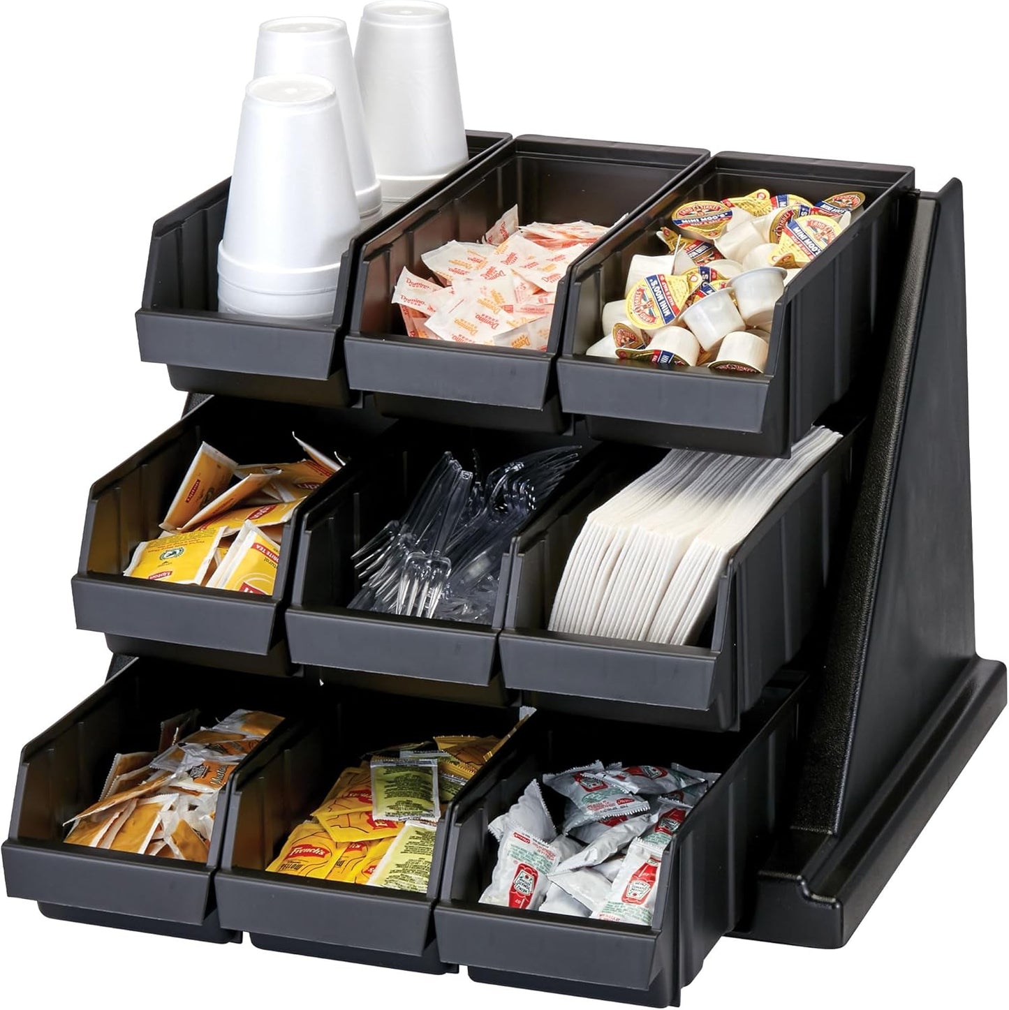 Cambro Versa - Self Serve Condiment and Utensil Bin - 12 Storage Bins - Ideal for food and coffee condiments (Black)