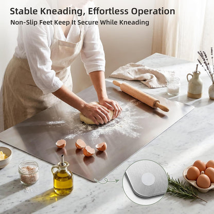 Stainless Steel Cutting Board Set with Lip, 2 Pack 16" & 24" Metal Chopping Boards for Kitchen Countertop, Non-Slip Food Prep Boards for Meat & Vegetables
