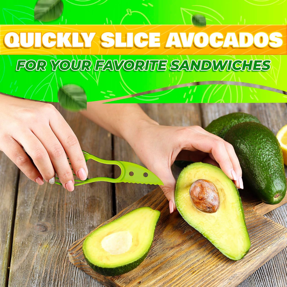 Avocado Slicer Tool 3 in 1, Peeler and Pit Remover, Durable Plastic