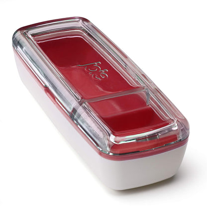 Joie Snack On the Go Divided Container, Two Compartment Storage Box Keeps Foods Separate, Leakproof and Airtight, Ideal for Veggies and Dip or Cheese and Crackers, Colors May Vary