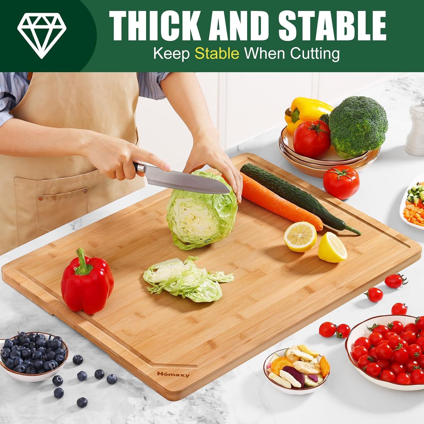 Homaxy Extra Large Bamboo Cutting Boards for Kitchen, 18x12.5" Wood XL Cutting Board with Juice Groove, Butcher Block Wooden Chopping Board for Kitchen, Meat, Cheese, Fruit & Vegetables - Pre Oiled