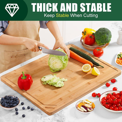 Homaxy Extra Large Bamboo Cutting Boards for Kitchen, 18x12.5" Wood XL Cutting Board with Juice Groove, Butcher Block Wooden Chopping Board for Kitchen, Meat, Cheese, Fruit & Vegetables - Pre Oiled