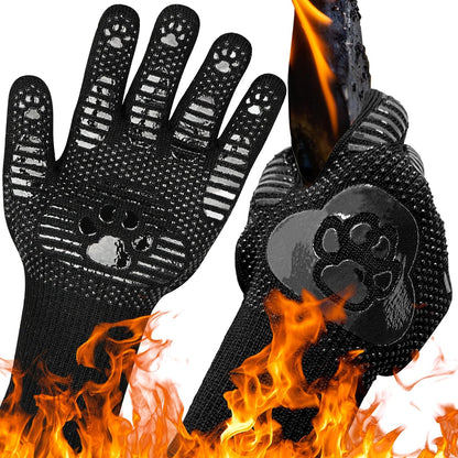 UBeesize Lengthen BBQ Gloves (Phoenix), 1472°F Heat Resistant Grill Glove, 14 inch Fireproof Oven Gloves for Cooking, Non-Slip Fire Glove for Grilling, Barbecue, Smoker, Baking, Frying