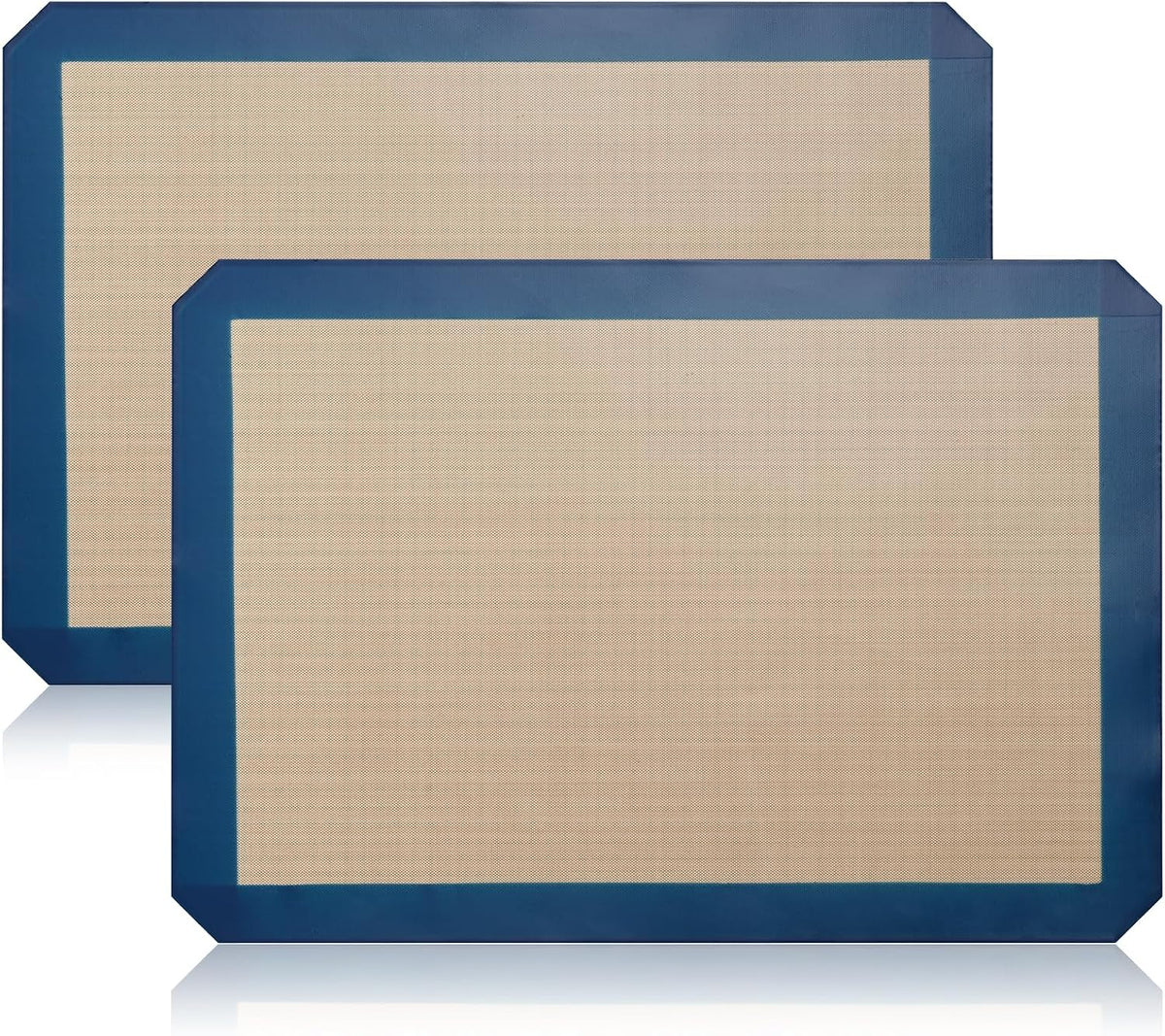Luckyiren 2 Pack Silicone Baking Mat Set, Nonstick Half Sheet, Orange/Beige