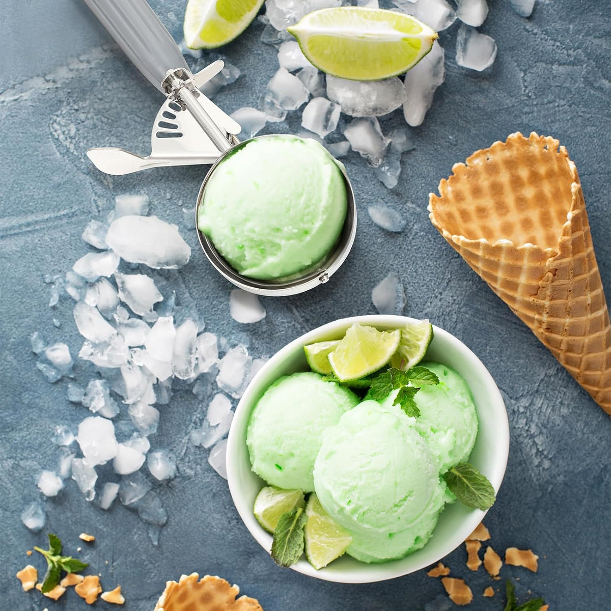 Reallnaive Ice Cream Scooper with Trigger, 4 oz, Gray