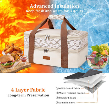 Expandable Casserole Carrier Bag - Double Decker Food Bag, Insulated Casserole Carrier for Hot or Cold Food, Lasagna Holder Tote for Picnics,Beaches,Traveling or Gifts