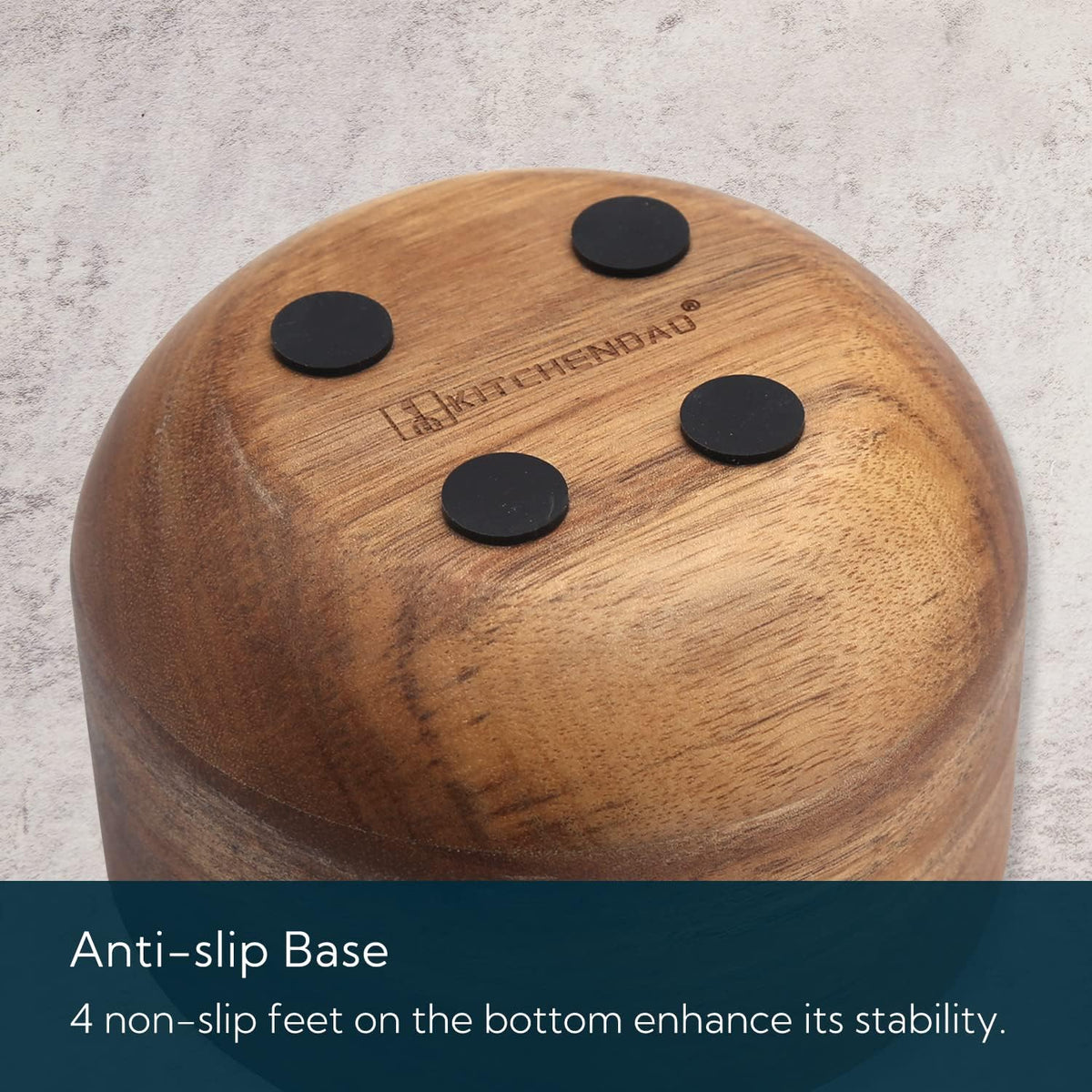 KITCHENDAO Large Acacia Salt Cellar Box Bowl with Built-in Spoon and Marble Lid, Solid Natural Acacia Wood Bath Sea Salt Container, Grey Marble Lid, Pepper Sealer Pinch Bowl, 10oz Capacity