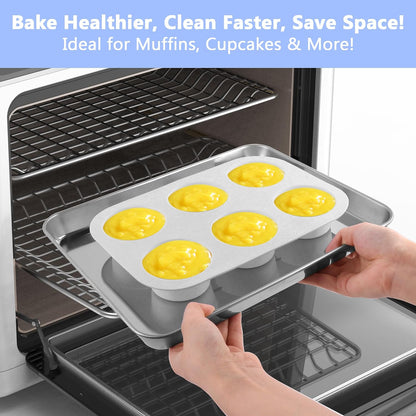 3-Pack 6-Cup Silicone Muffin Pans, Nonstick Cupcake Baking Molds, Muffin Cupcake Pans Molds for Baking, BPA/PFA-Free, Dishwasher & Oven Safe Pumpkin