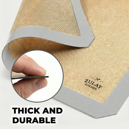 Zulay Kitchen Silicone Baking Mat – 16.5"×11.6" BPA-Free Reusable Baking Sheet, Heat Resistant 480°F – Non-Slip Border, Perfect for Cookies, Bread, Pastries & Oven Use - (Dark Gray)