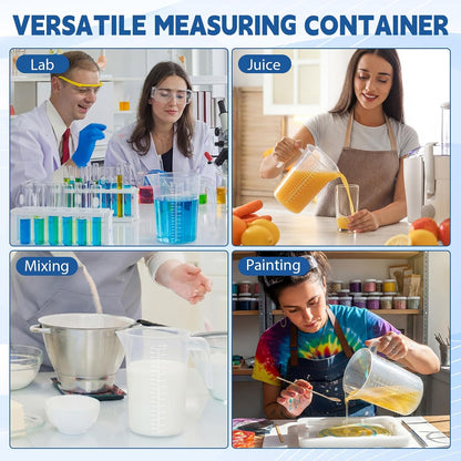 6 Pack 2 Liters/2000 ml Plastic Measuring Pitchers Graduated