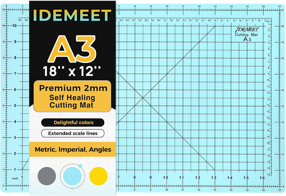 Self Healing Cutting Mat 18" x 12", A3 Double-Sided for Quilting & Sewing, Non-slip, 5-Ply Rotary Cutting Mat for Crafts Cutting Fabric Scrapbooking, and Small Modeling Projects, Anthracite Gray