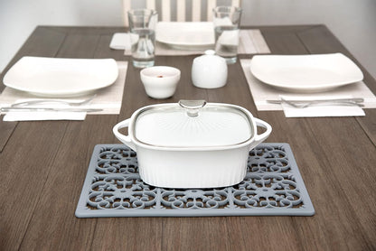 GASARÉ, Extra Large, Thick, Silicone Trivet for Hot Dishes, Pots, and Pans, Heat Resistant Mat for Countertop, Hot Pad for Kitchen, Easy to Clean, 16 x 12 x 3/8 Inches, White