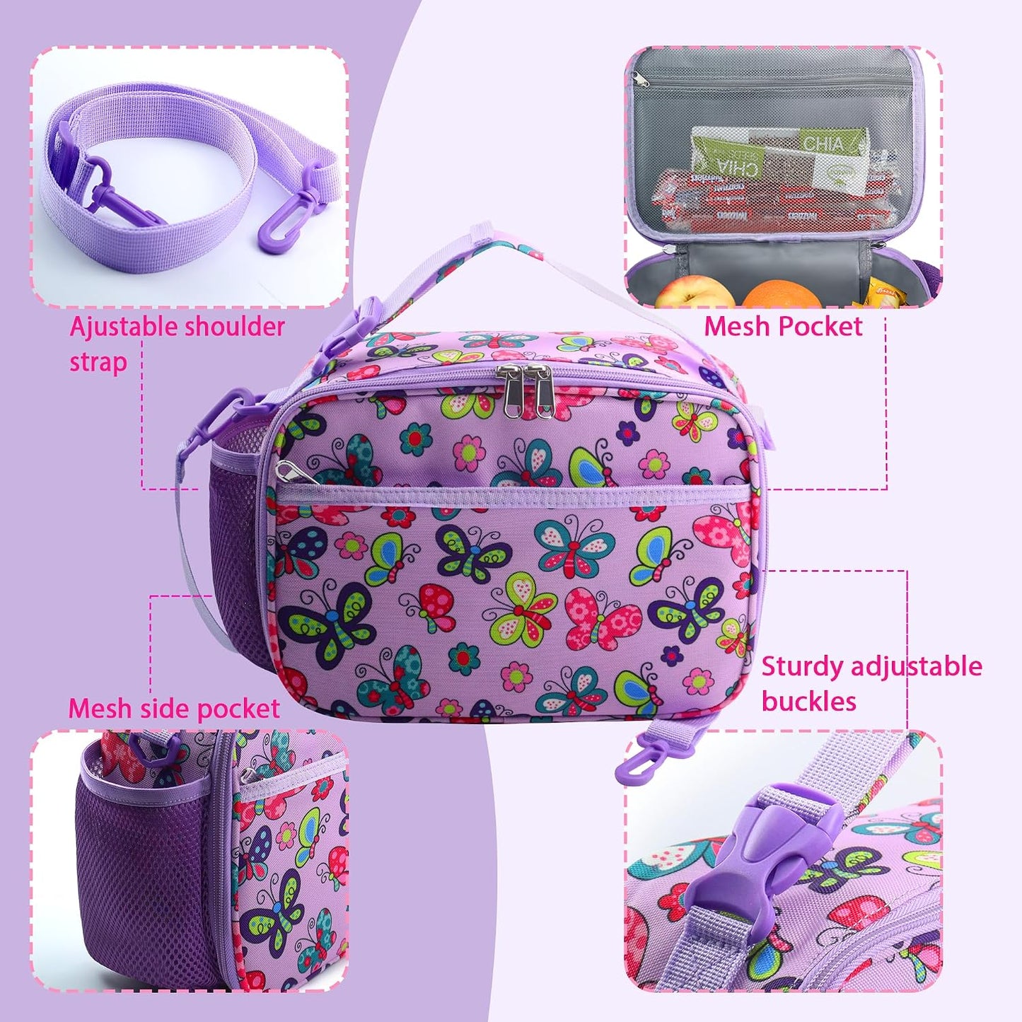 RLGPBON Kids Lunch Bag,Insulated Lunch Box for Girls,Lunch Bag Toddler Teen,School Daycare Cute Travel bags