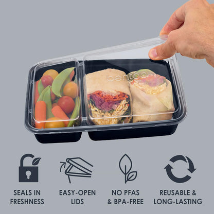 Bentgo Prep - 20-Piece 2-Compartment Reusable Meal Prep Containers with Lids, PFAS & BPA Free Materials, Durable, Microwave, Freezer, & Dishwasher Safe To Go Food Storage (Rose Gold)