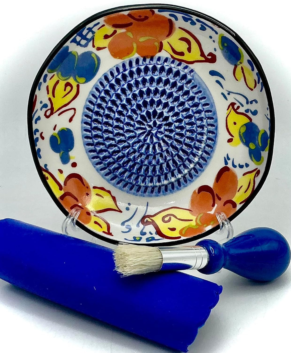 BonCera, Premium Ceramic Garlic Grater Plate Set - Artisan Flower
