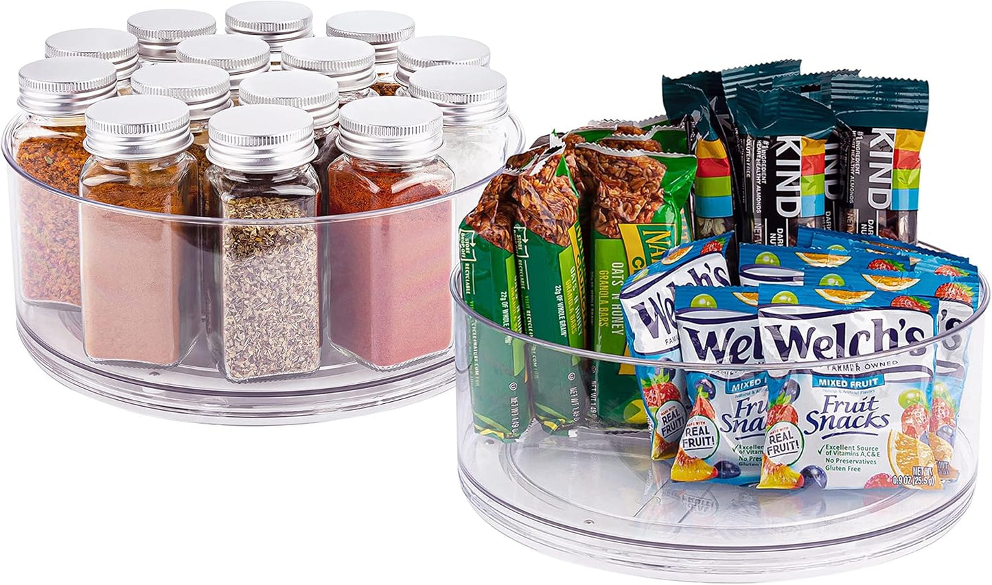 Oizeir Lazy Susan Turntable - Clear Acrylic, Removable Sections, Rotates 360 Degrees. Easily Organize Your Fridge, Cabinet or Counter. Great Carousel Storage for Food, Spices, Cosmetics. (4-Sections)