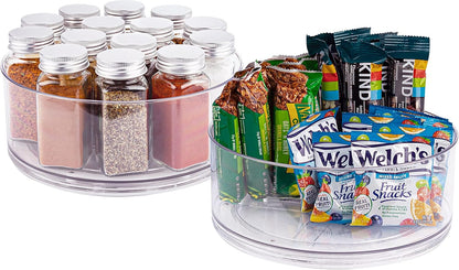 Oizeir Lazy Susan Turntable - Clear Acrylic, Removable Sections, Rotates 360 Degrees. Easily Organize Your Fridge, Cabinet or Counter. Great Carousel Storage for Food, Spices, Cosmetics. (4-Sections)