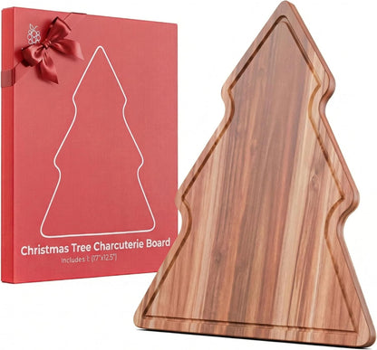 New – Reindeer Charcuterie Board – Acacia Wood Christmas Cutting Board (17x13in) Holiday Serving Tray, Winter Cheese Board, Wooden Christmas Platter & Kitchen Decor Gift for Festive Entertaining