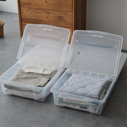 Citylife 32 QT Plastic Storage Bins with Latching Lids Stackable Storage Containers for Organizing Large Clear Storage Box for Garage, Closet, Kitchen, 4 Packs