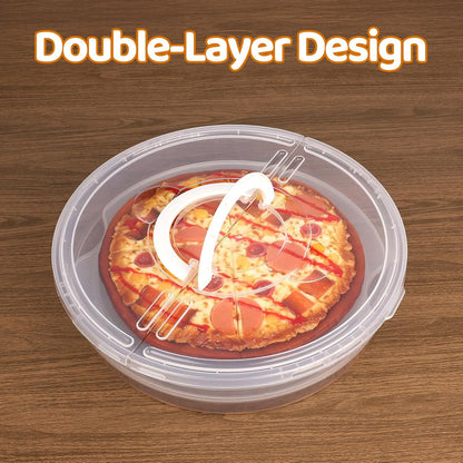 Pizza Storage Container Set, Reusable Pizza Container for Leftover Pizza, Pie Carrier with Lid and Handle, Pie Storage Container & Pie Holder(2/3 Pack + Egg Tray) (2 containers with egg tray)