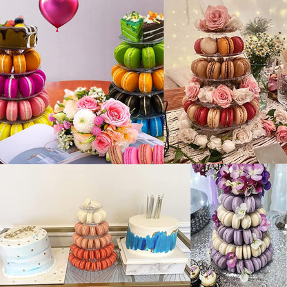 3 Tiers Round Cupcake Stand, Acrylic Cake Tower Stand Holder Macaron Display Rack Cookie Candy Buffet Desserts Platter with Base for Baby Shower, Birthday Party, Wedding, Party (3-Tiers with Base)