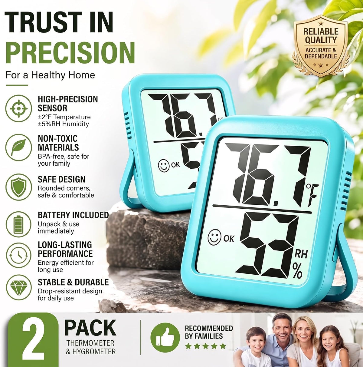 Antonki 2 Pack Room Thermometer Indoor Hygrometer