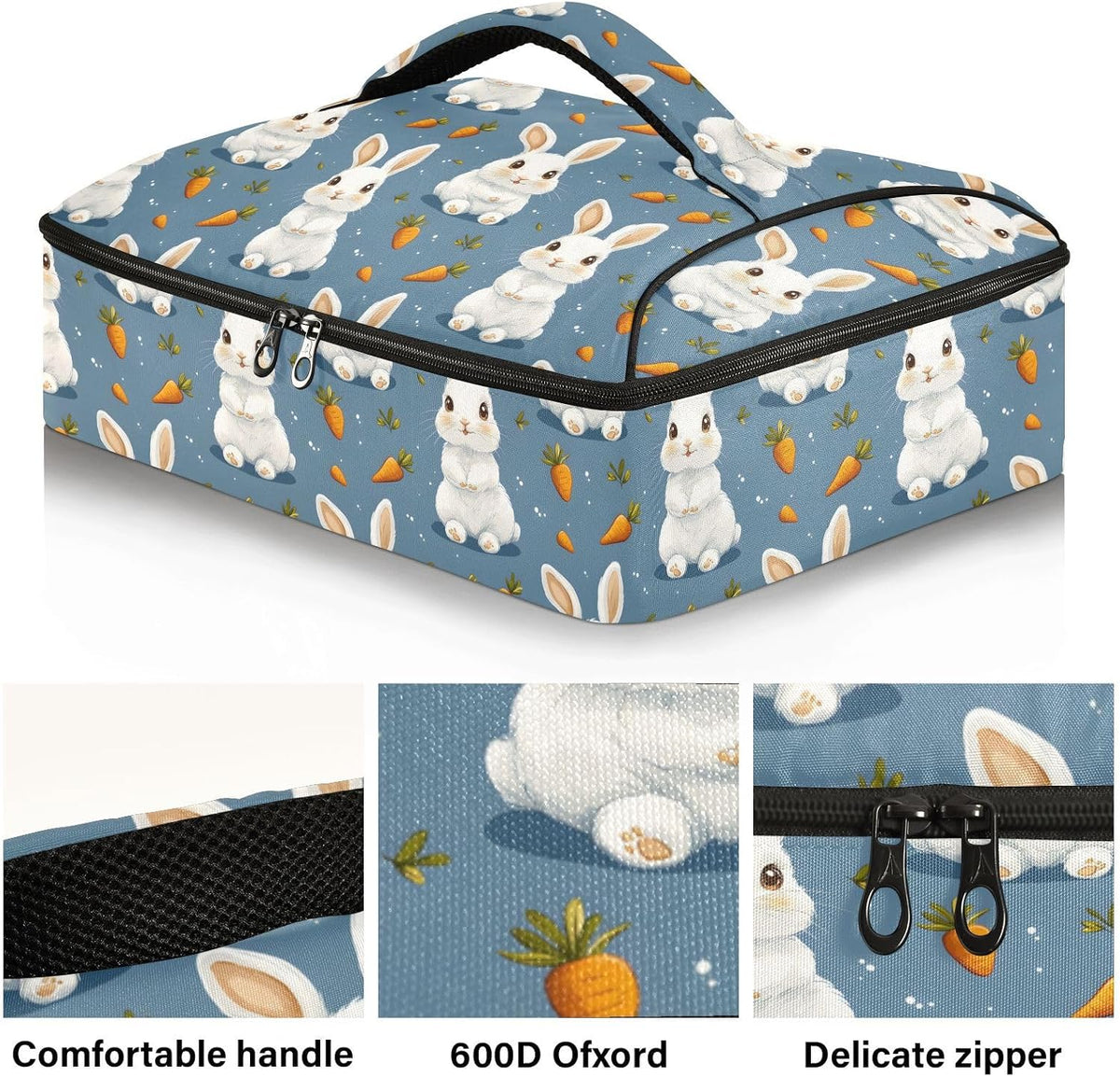 Casserole Carrier Insulated Yellow Lemon Blue Bows Dish 9x13 with Lid Party Travel Warmer Bag for Hot or Cold Food Lasagna Pizza Holder Tote - Colors B