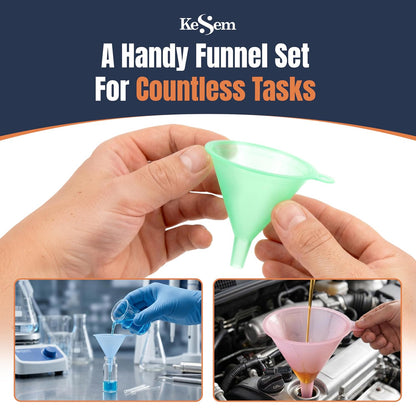 Plastic Kitchen Funnel Set of 5, Round Food Funnels for Kitchen Use, Multifunctional Funnels for Filling Bottles Canning Oil Funnel for Cooking, Lab and Automotive Use