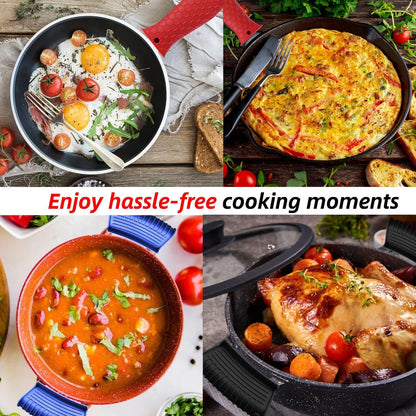 4 Pack Silicone Hot Handle Holder Cover Cast Iron Handle Cover Silicone Pot Holders Heat Resistant Assist Pan Handle Sleeve Non-Slip Pot Handle Covers for Cast Iron Skillet Metal Pan(Black)