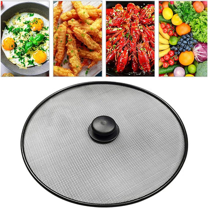 Splatter Screen, Frying Pan Splatter Screen, Splash Guard Lid with Knob, Extra Fine Mesh Splash Guard Pot Lid,Iron Coating Grease Guard Frying Pan Cover for Cooking(size:29cm)