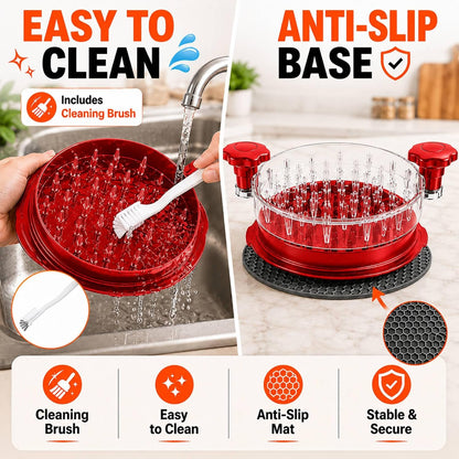 COSARE Chicken Shredder Tool Twist Large, Meat Shredder for Chicken Breast, Pork & Beef, BPA Free, Strong Anti-Slip Strip, Ergonomic Handle, Meat Claws, Tong, Brush & Mat - Red