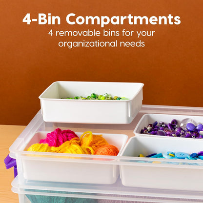 IRIS USA 5 Qt. Plastic Craft Storage Container Bins with Lids, 6 Pack, Small Art & Office Supply Organizer Tote, Sensory Bins & Boxes for Home & University, Stackable, Carry Handle, Clear