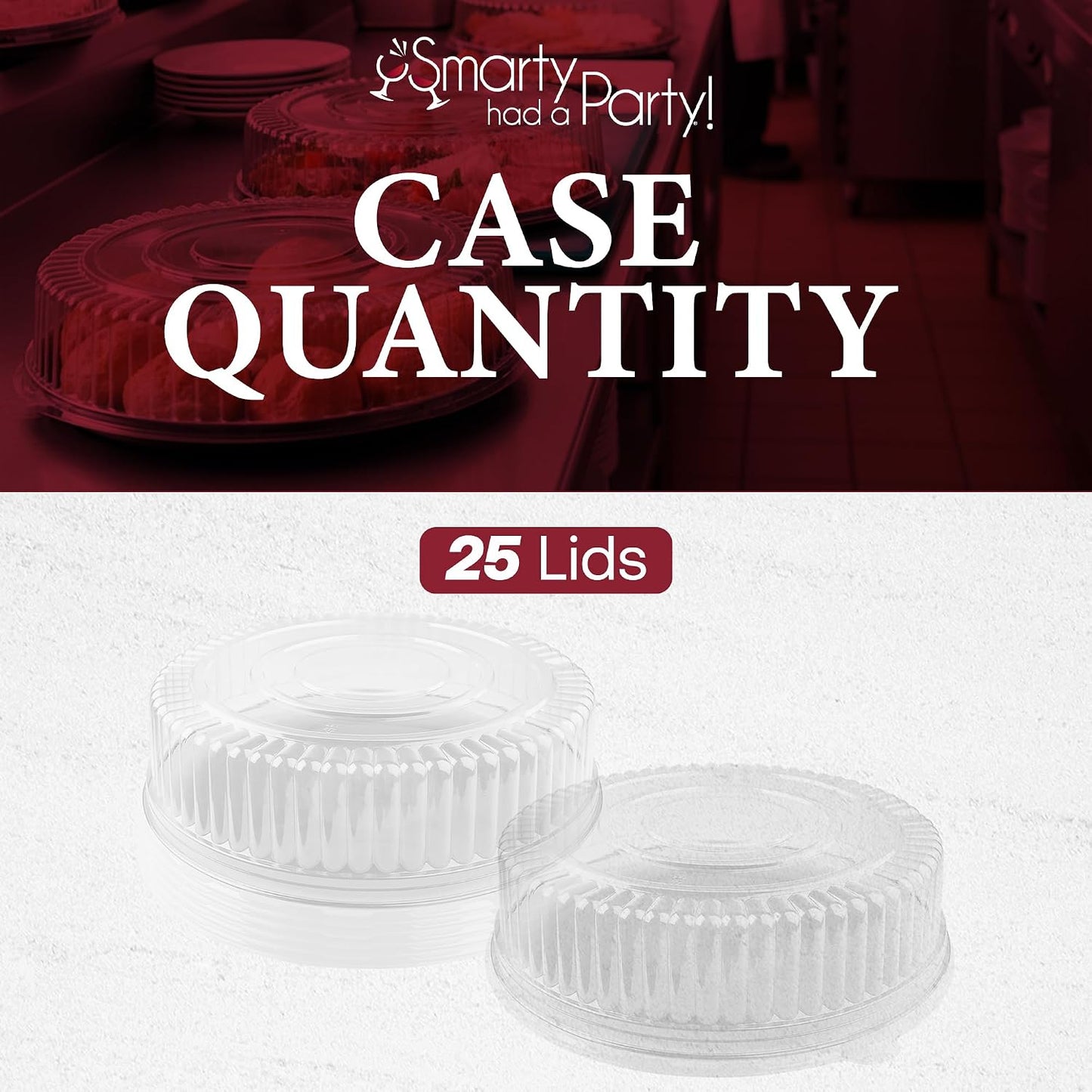 Smarty Had A Party 12 Inch Black Round Plastic Serving Tray – Heavy-Duty Party Platters & Catering Trays, Reusable or Disposable Plastic Trays for Serving Food, Elegant Party Tray Set of 25
