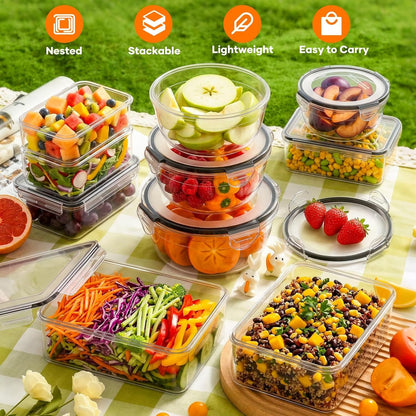 TOPCHASE 40 PCS Food Storage Containers with Lids Airtight (20 Containers & 20 Lids) - Plastic Food Containers for Kitchen Storage Reusable BPA-Free Leakproof Meal Prep Container with Labels & Pen