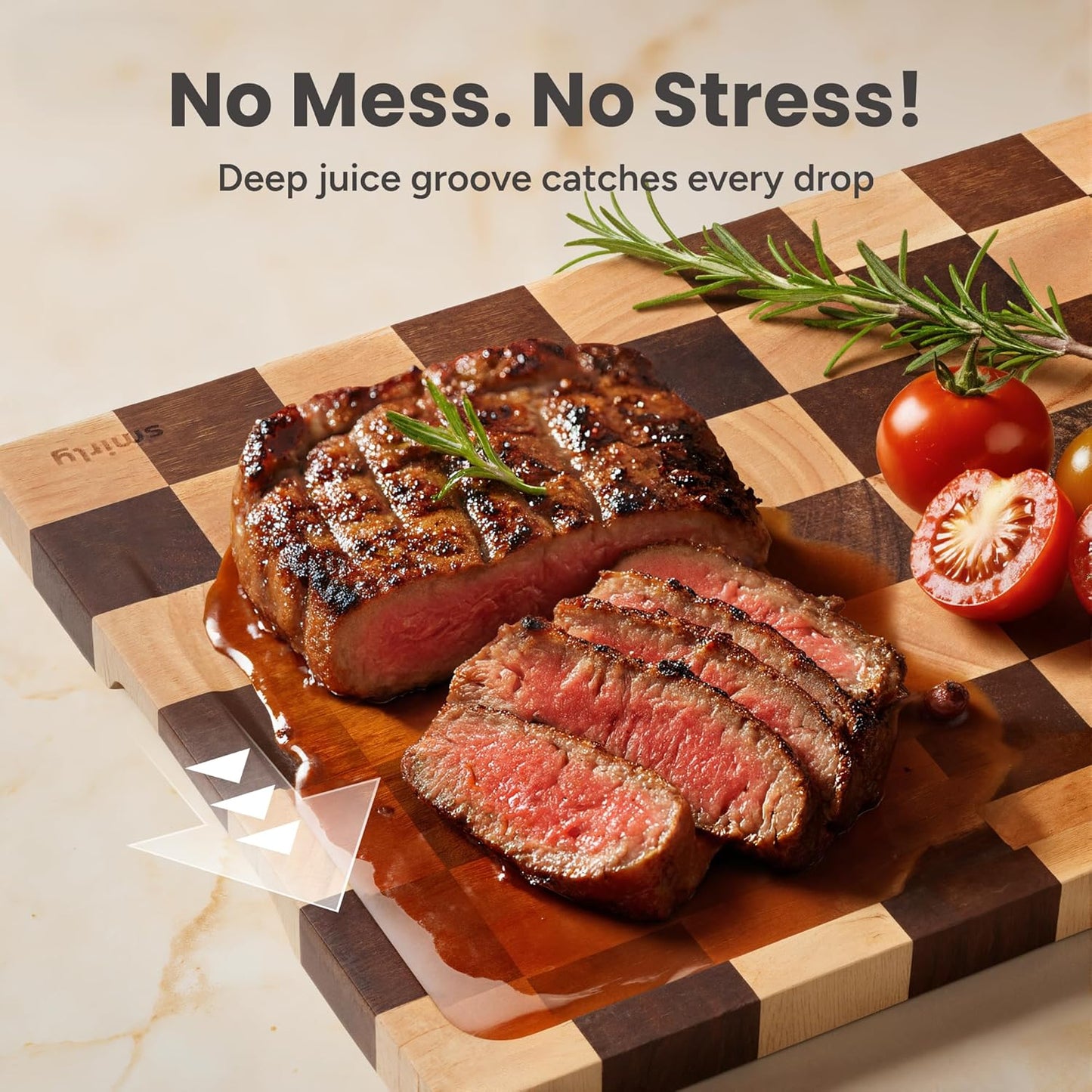 SMIRLY Walnut Cutting Board for Kitchen - Wood Cutting Boards with Handle and Juice Groove for Meal Prep, Serving, Charcuterie - Kitchen Gadgets - Non Toxic Wooden Chopping Board Set of 3 with Holder